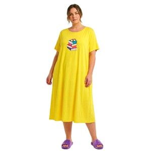 Anthony Richards VTG Yellow Book Lover Cotton Rich Sleep Shirt Lounge Women's 5X